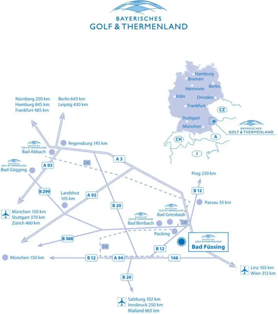Karte Bayerisches Golf und Thermenland